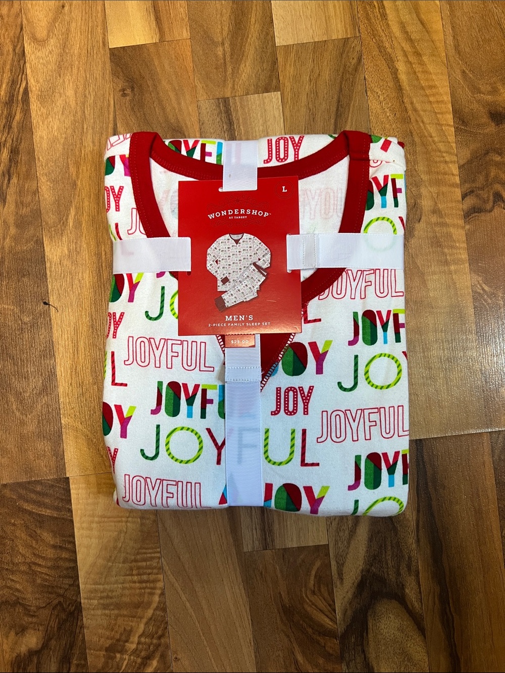 Wondershop White Holiday 'Joyful' Men's Pajama Set with Red Trim